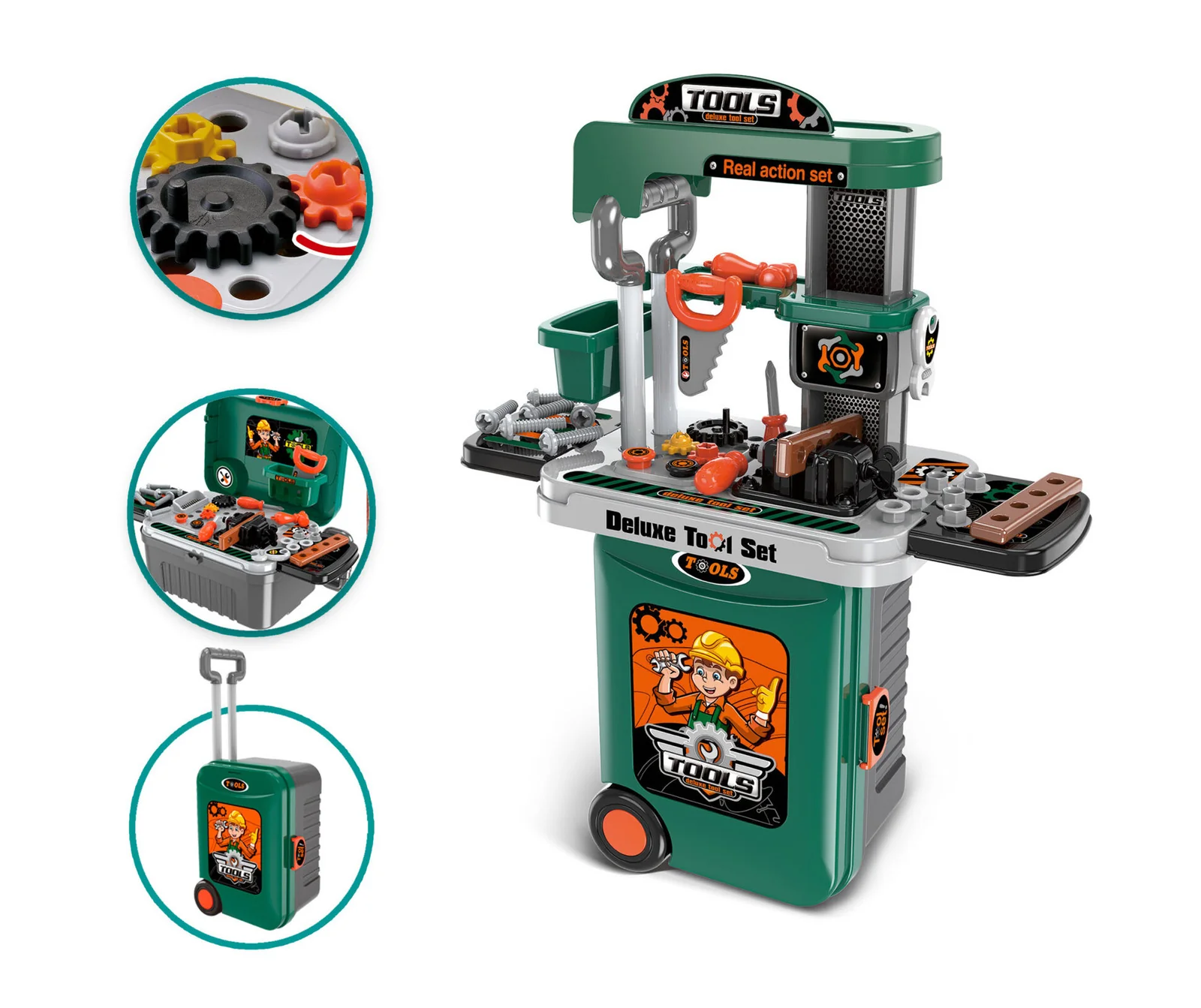 3-in-1 Kids Tool Bench Play Workshop Utility Bench Creative Fun Set - Image 6