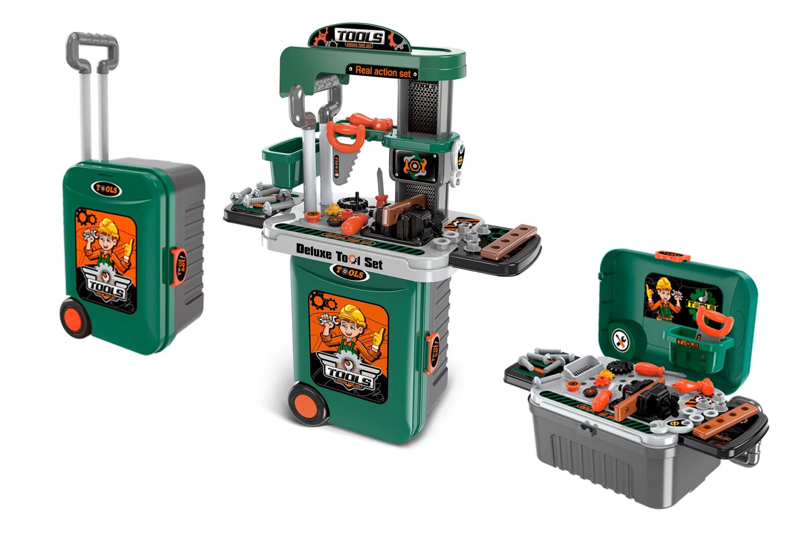 3-in-1 Kids Tool Bench Play Workshop Utility Bench Creative Fun Set - Image 7