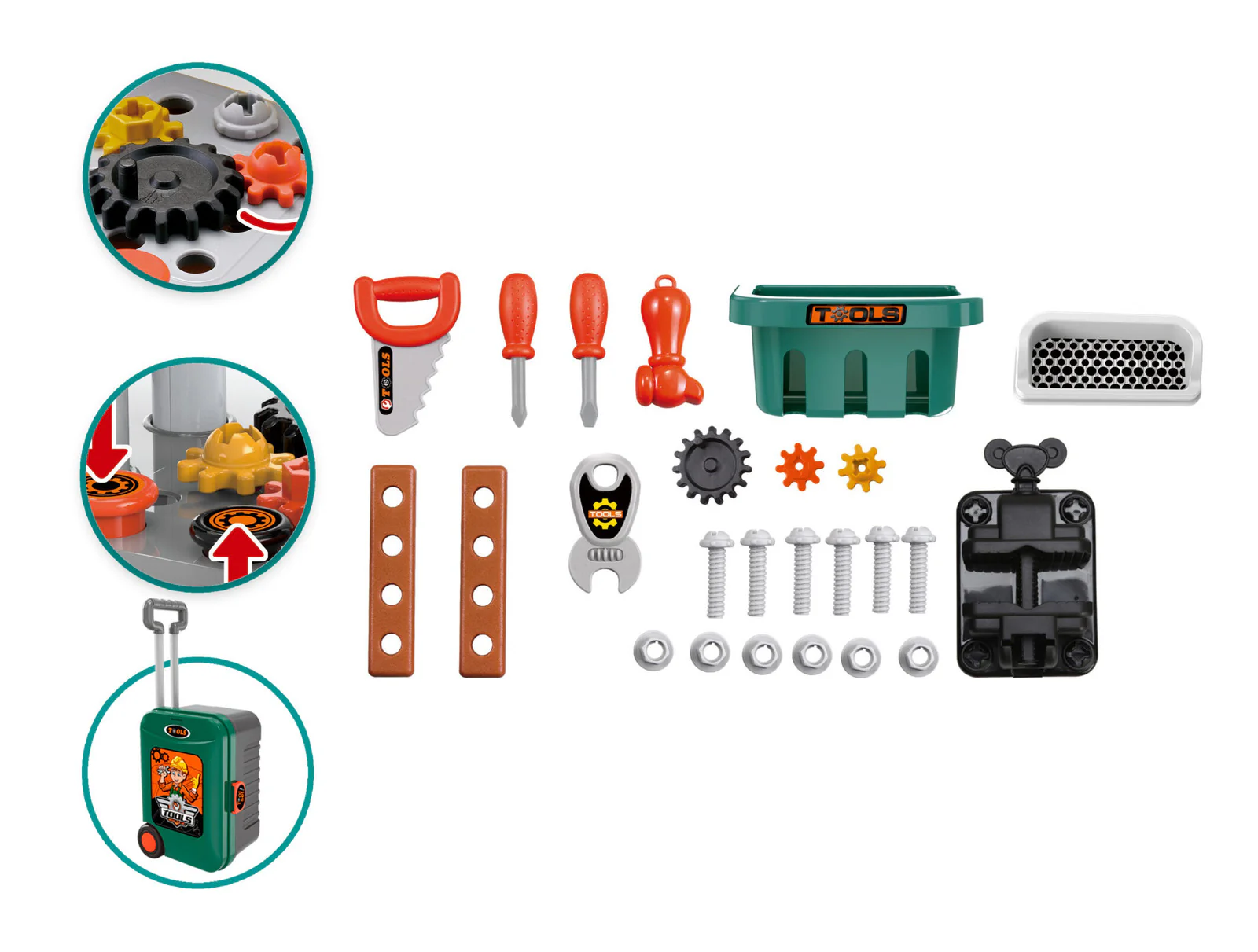 3-in-1 Kids Tool Bench Play Workshop Utility Bench Creative Fun Set - Image 8