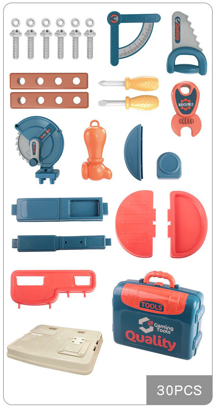 3 in 1 Tool Bench Toolbox Set Kids Pretend Play Toy - Image 10