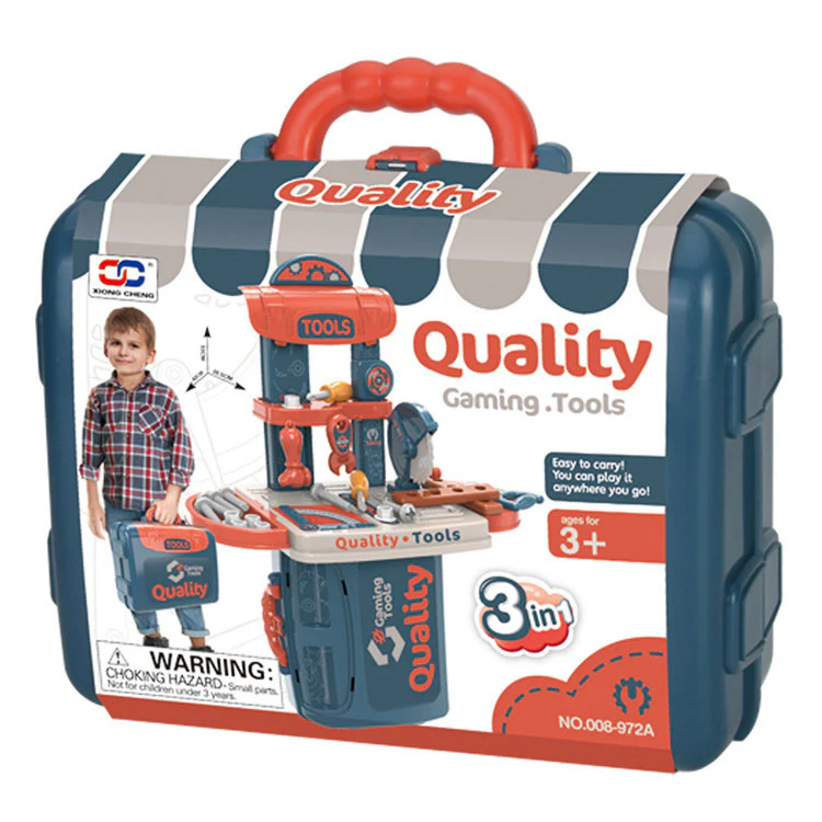 3 in 1 Tool Bench Toolbox Set Kids Pretend Play Toy - Image 3