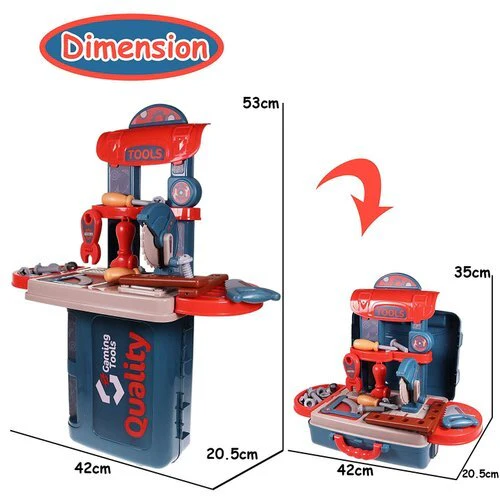 3 in 1 Tool Bench Toolbox Set Kids Pretend Play Toy - Image 9