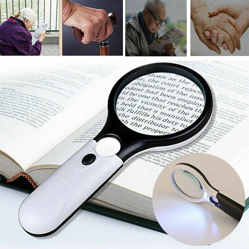 3 LED Illuminated 45x Magnifying Glass Reading Magnifier - Image 3