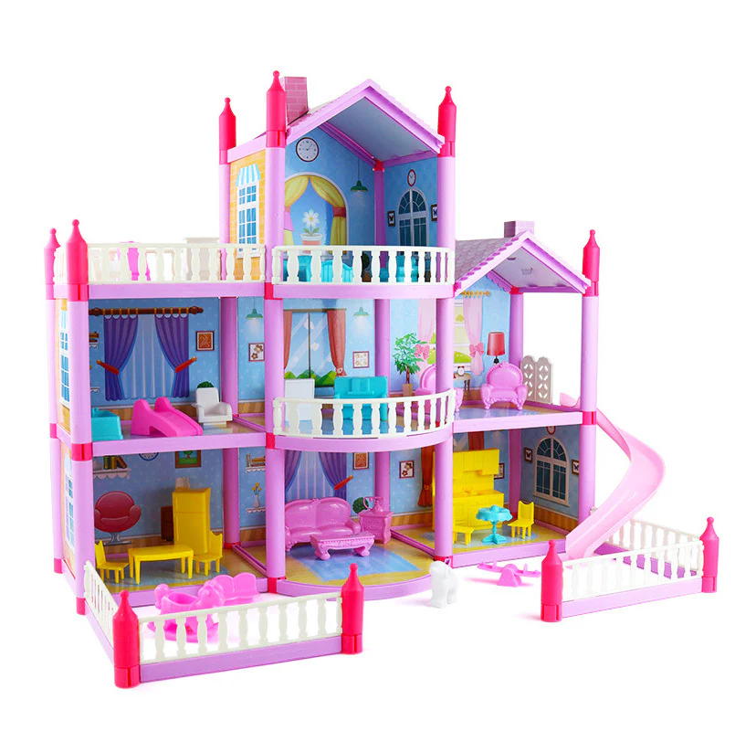 3-level Large Dreamhouse Mansion Doll House Princess Villa Toy Set with Dolls & Furnitur - Image 6
