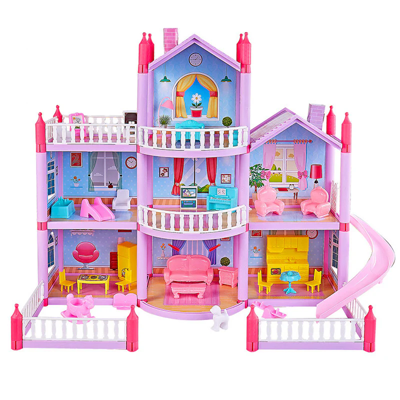 3-level Large Dreamhouse Mansion Doll House Princess Villa Toy Set with Dolls & Furnitur - Image 7
