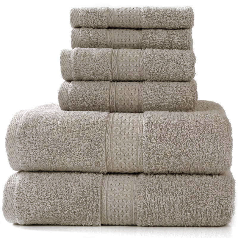 3-Piece Deluxe Cotton Towels Set: Bath Towel, Hand Towel & Face Washer (Taupe) - Image 4