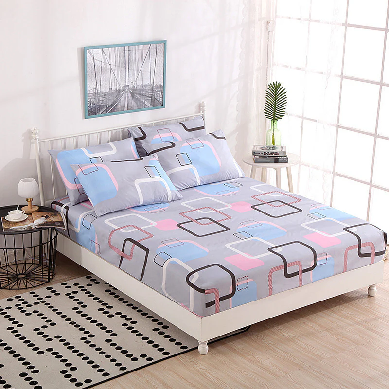 3-Piece Geo Bedding Set Fitted Sheet and Pillowcases - Queen Size 150cm - Image 10
