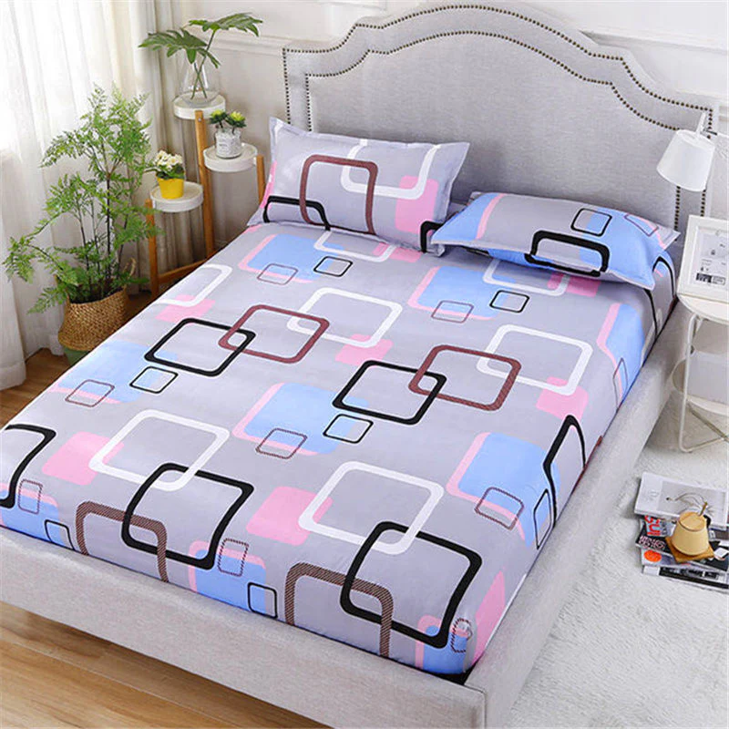3-Piece Geo Bedding Set Fitted Sheet and Pillowcases - Queen Size 150cm - Image 3