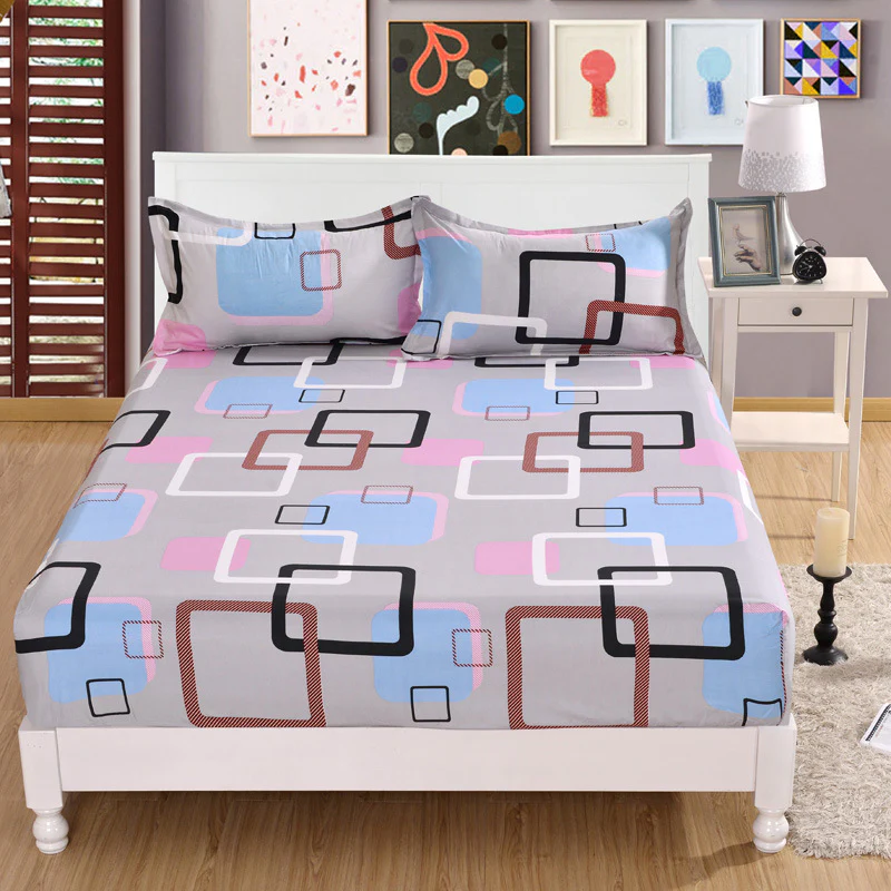 3-Piece Geo Bedding Set Fitted Sheet and Pillowcases - Queen Size 150cm - Image 4
