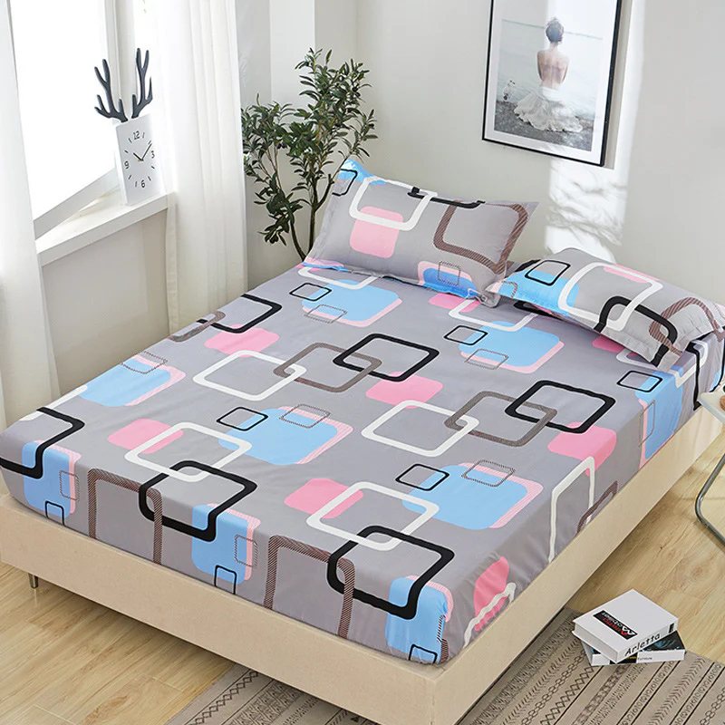 3-Piece Geo Bedding Set Fitted Sheet and Pillowcases - Queen Size 150cm - Image 7