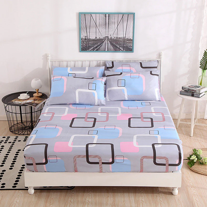 3-Piece Geo Bedding Set Fitted Sheet and Pillowcases - Queen Size 150cm - Image 9