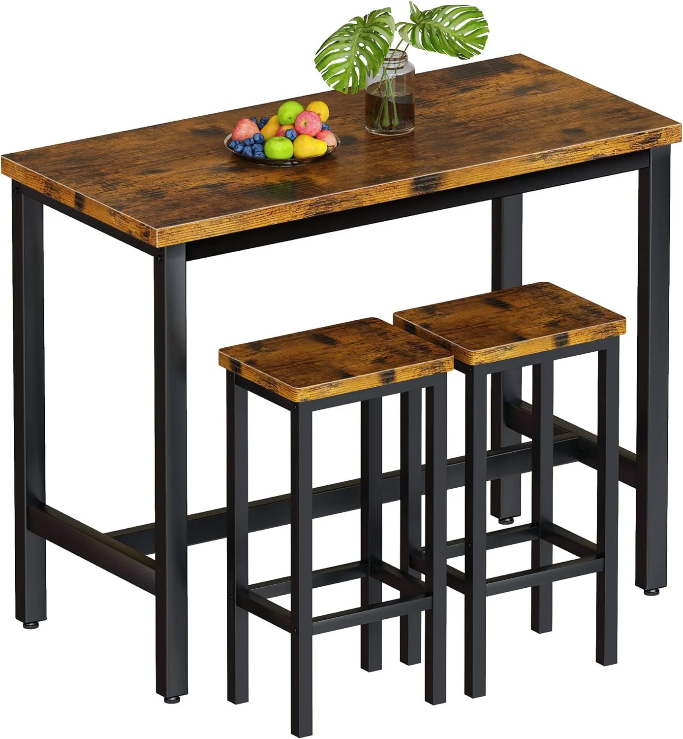3 Piece Grandeur Premium Rustic Wood & Steel Bar Table and Stools Dinning Set - Image 7