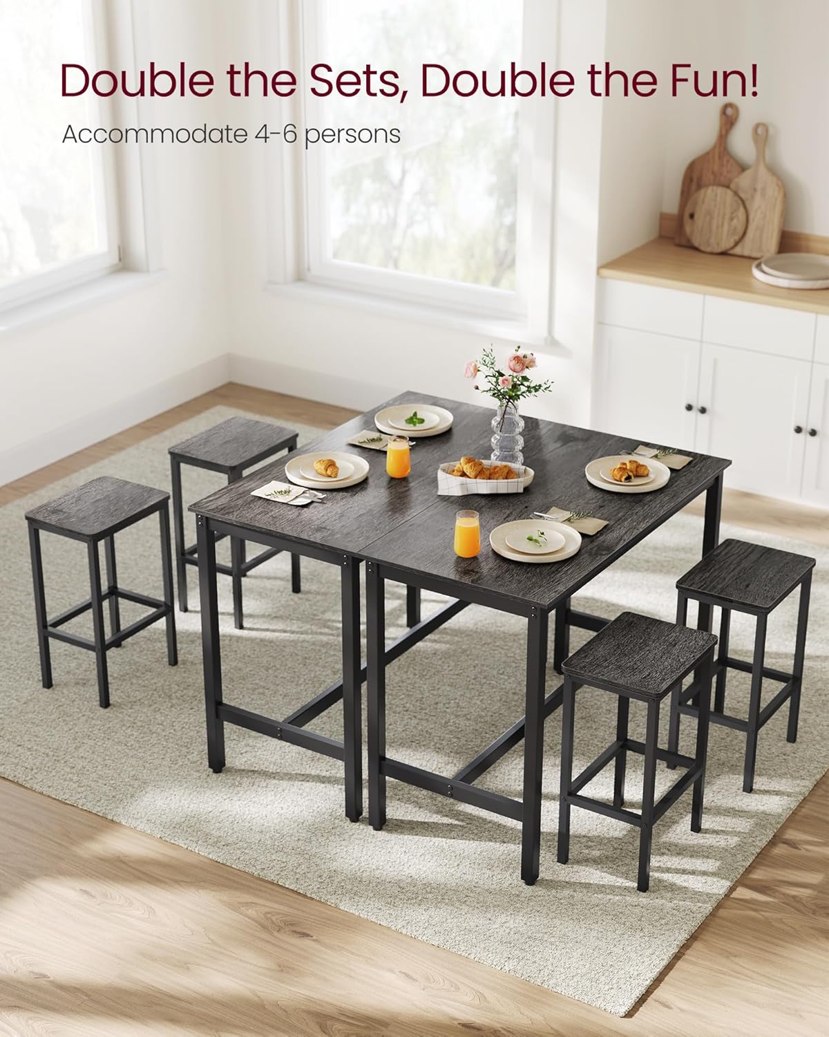 3 Piece Grandeur Premium Rustic Wood & Steel Bar Table and Stools Dinning Set (Rustic Grey) - Image 13
