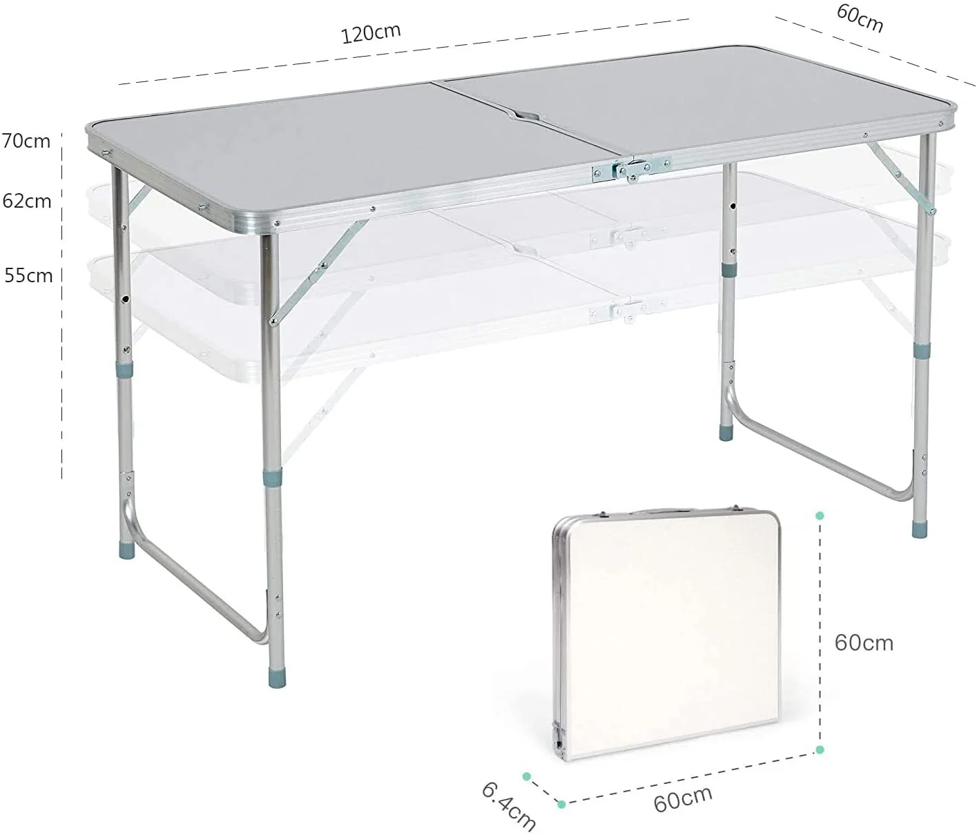 3-Piece Outdoor Camp Setting Folding Table & Chairs Set  (White) - Image 10