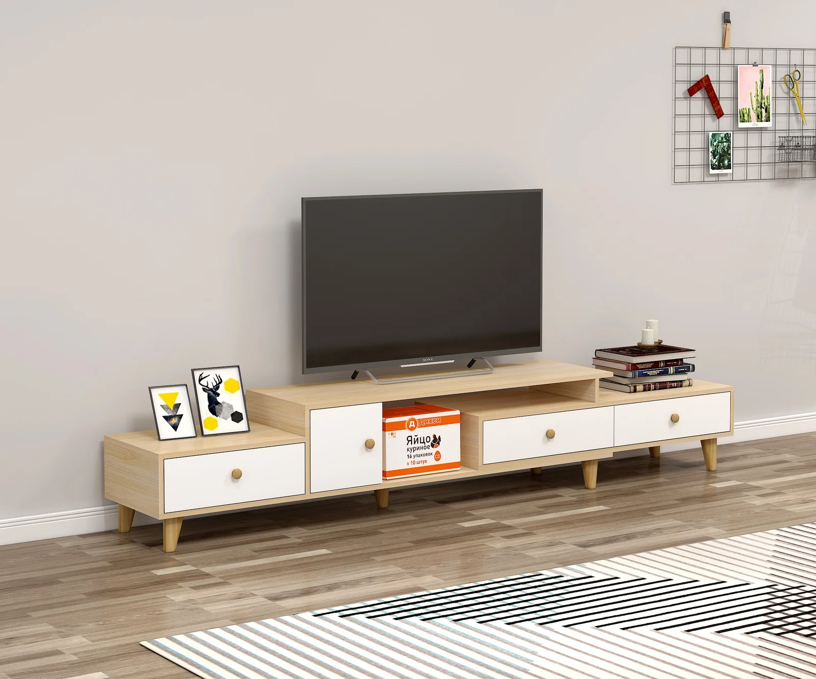 3-Piece Set Deluxe Unity Wooden TV Cabinet, Coffee Table & Chest of Drawers Living Room Package Suite - Image 10