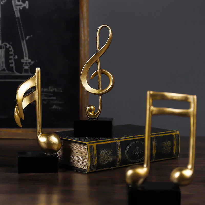 3-Piece Set Luxe Gold Musical Sculpture Decor Music Notes Statue Ornament - Image 12