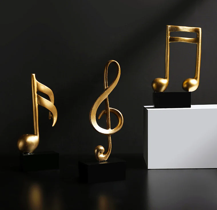 3-Piece Set Luxe Gold Musical Sculpture Decor Music Notes Statue Ornament - Image 13