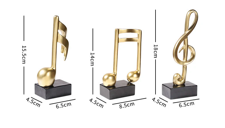 3-Piece Set Luxe Gold Musical Sculpture Decor Music Notes Statue Ornament - Image 14