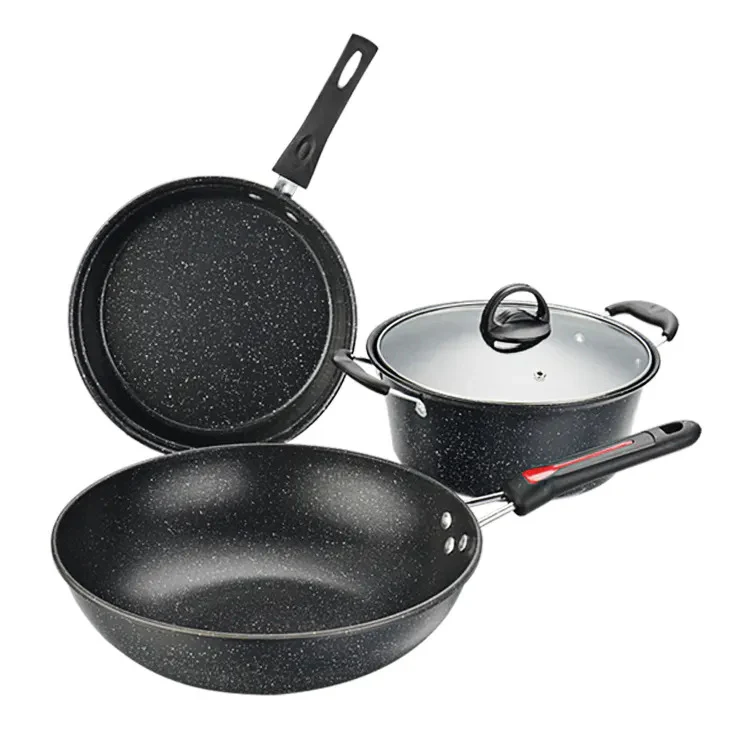 3-Piece Stone Non-Stick Pot Frying Pan Cookware Set - Image 16