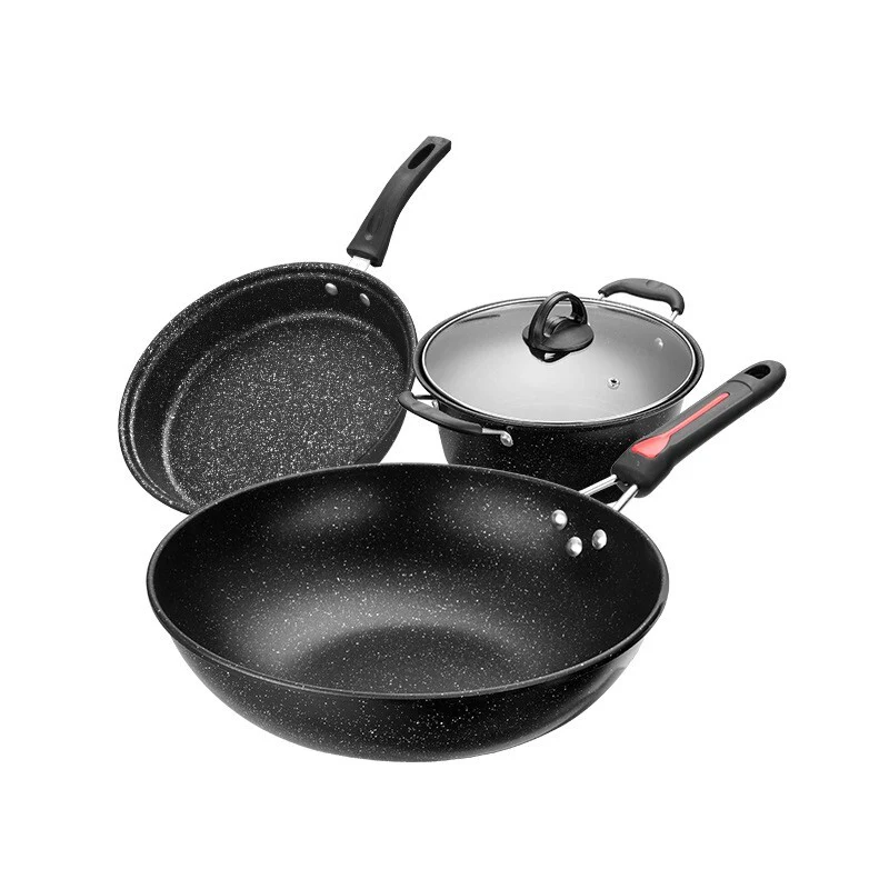 3-Piece Stone Non-Stick Pot Frying Pan Cookware Set - Image 3