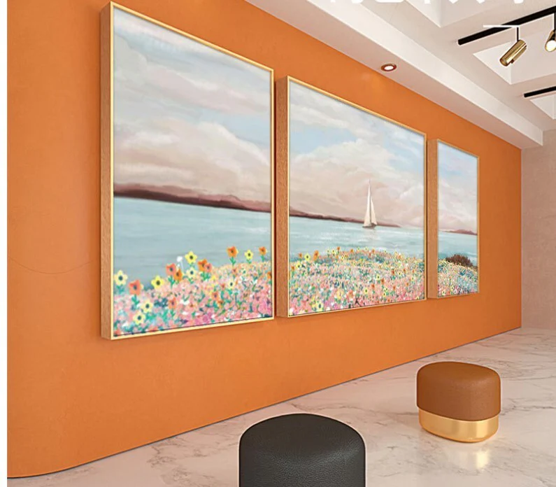 3-Pieces Set Paintings Seaside Dream Aluminium Framed Canvas Wall Art - Image 4