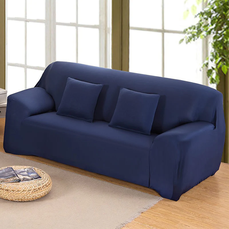 3-Seater Sofa Cover Stretch Set: Lounge Couch & Cushion Protector (Navy) - Image 10