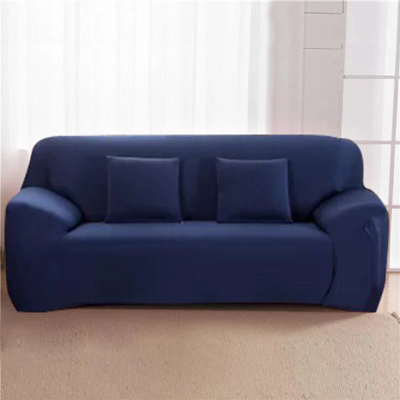 3-Seater Sofa Cover Stretch Set: Lounge Couch & Cushion Protector (Navy) - Image 12