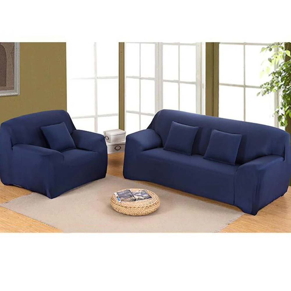 3-Seater Sofa Cover Stretch Set: Lounge Couch & Cushion Protector (Navy) - Image 9