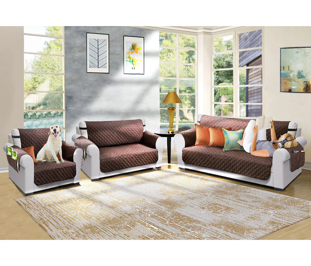 3-Seater Sofa Slipcover Quilted Couch Cover Water Resistant Furniture Protector - Image 13