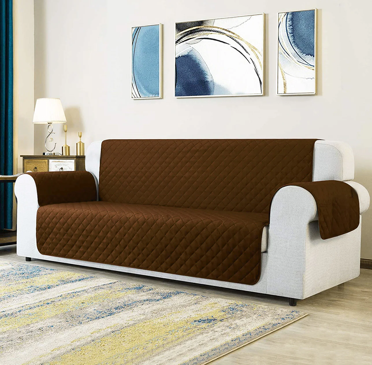 3-Seater Sofa Slipcover Quilted Couch Cover Water Resistant Furniture Protector - Image 16