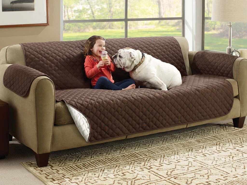 3-Seater Sofa Slipcover Quilted Couch Cover Water Resistant Furniture Protector - Image 2