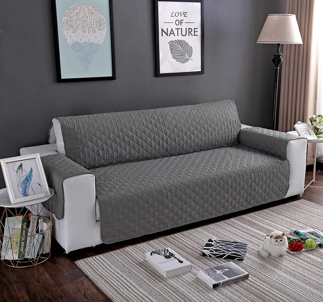 3-Seater Sofa Slipcover Quilted Couch Cover Water Resistant Furniture Protector - Image 2