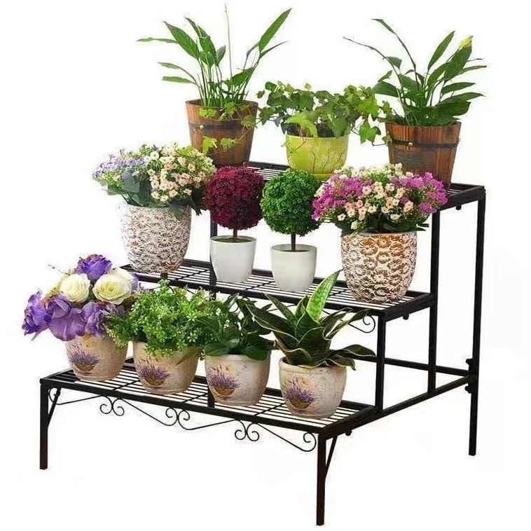 3-tier Metal Garden Plant Stand Shelf Display Rack Flower Pot Holder Storage Organizer - Image 2