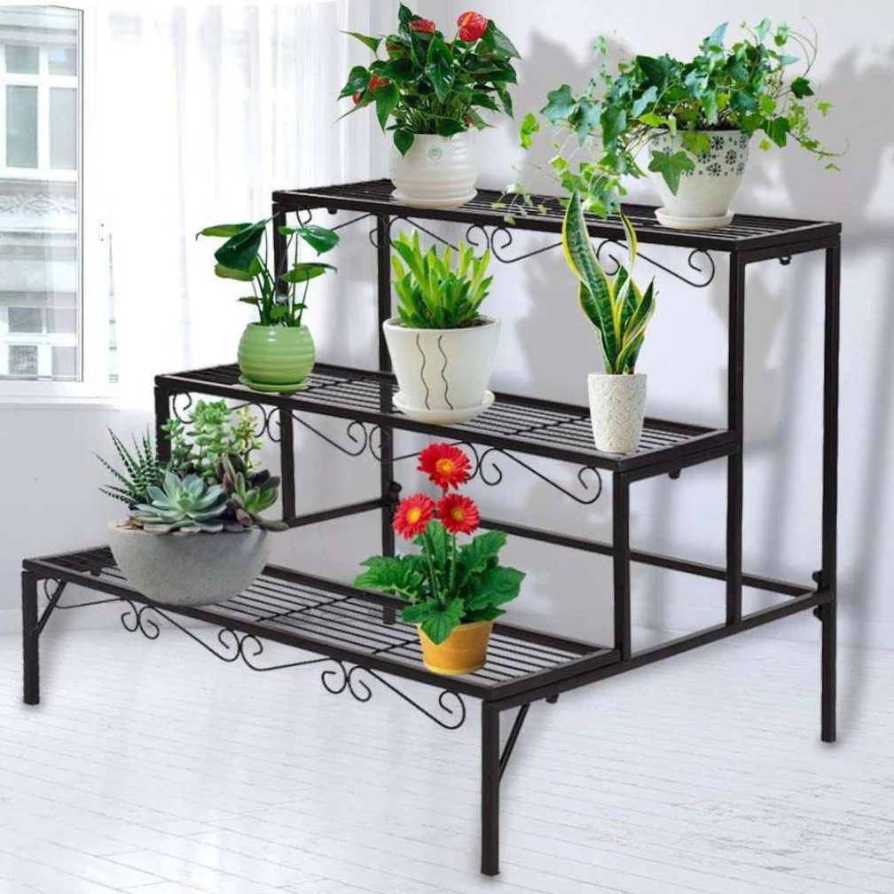 3-tier Metal Garden Plant Stand Shelf Display Rack Flower Pot Holder Storage Organizer - Image 3