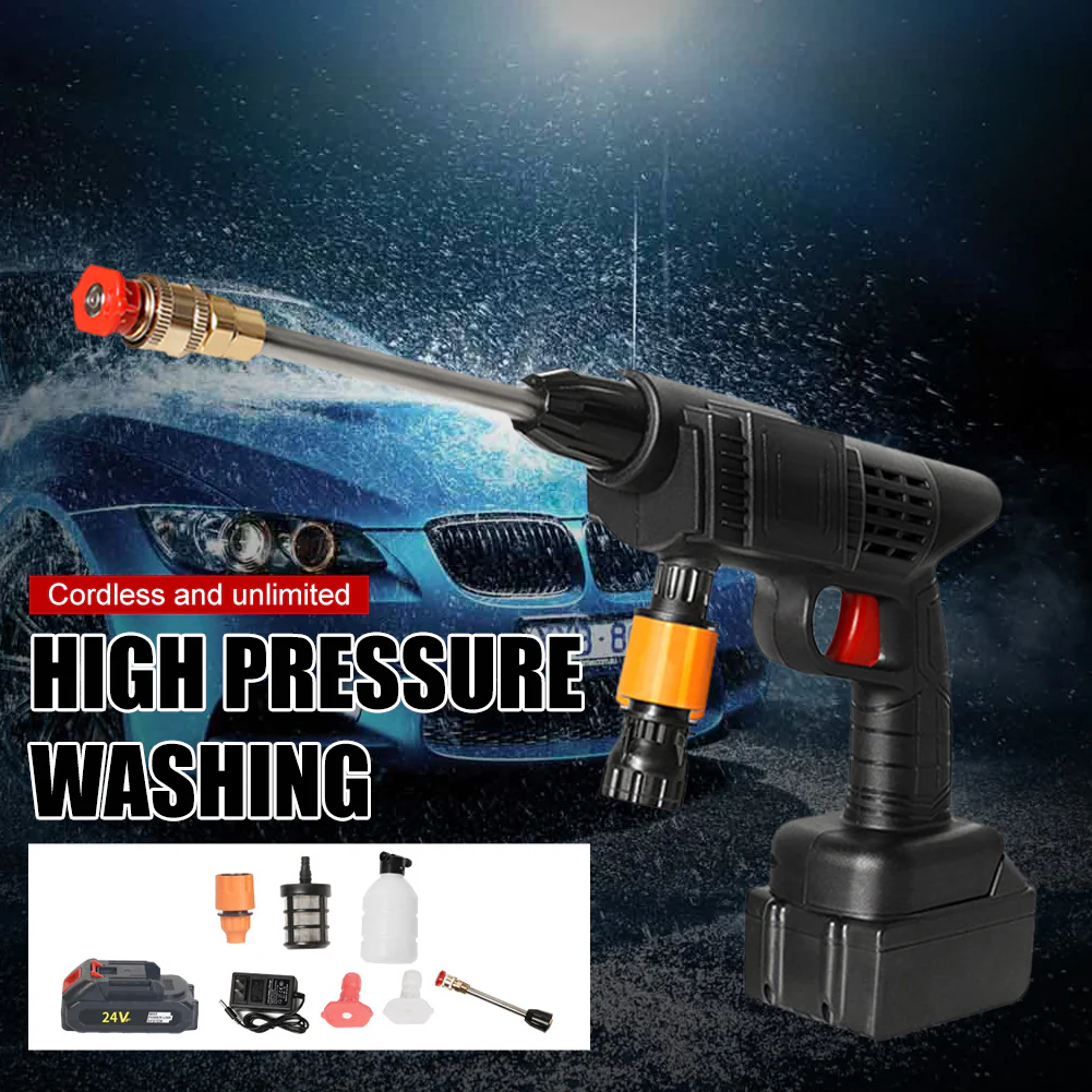 300W Cordless High Pressure Washing Gun Car Washer - Image 3