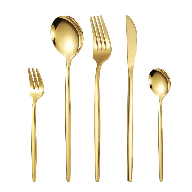 30PC Stainless Steel Cutlery Set Knife Fork Spoon Kitchen Tableware (Gold) - Image 8