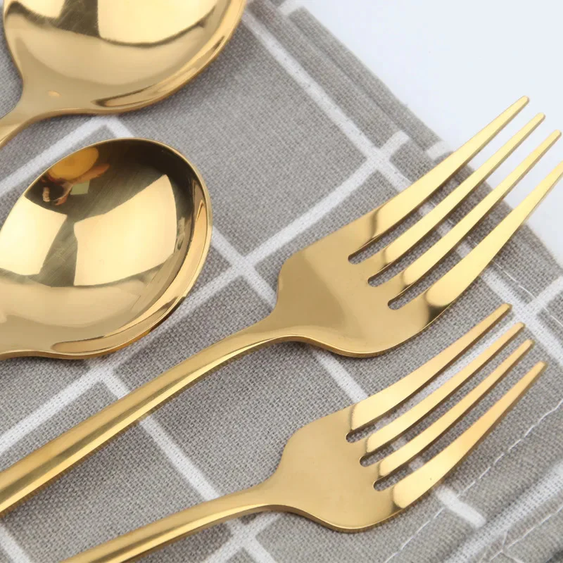 30PC Stainless Steel Cutlery Set Knife Fork Spoon Kitchen Tableware (Gold) - Image 9