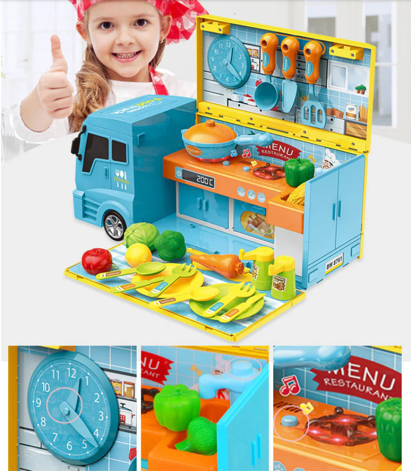 33-Piece Food Truck Kitchen Cooking Toy Play Set - Image 2