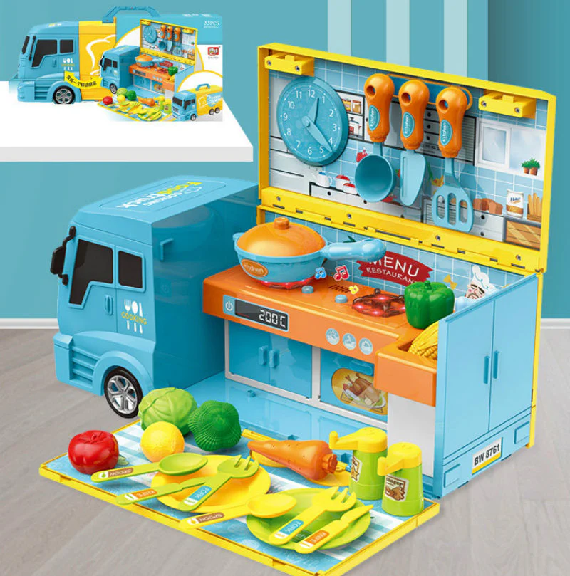 33-Piece Food Truck Kitchen Cooking Toy Play Set - Image 3