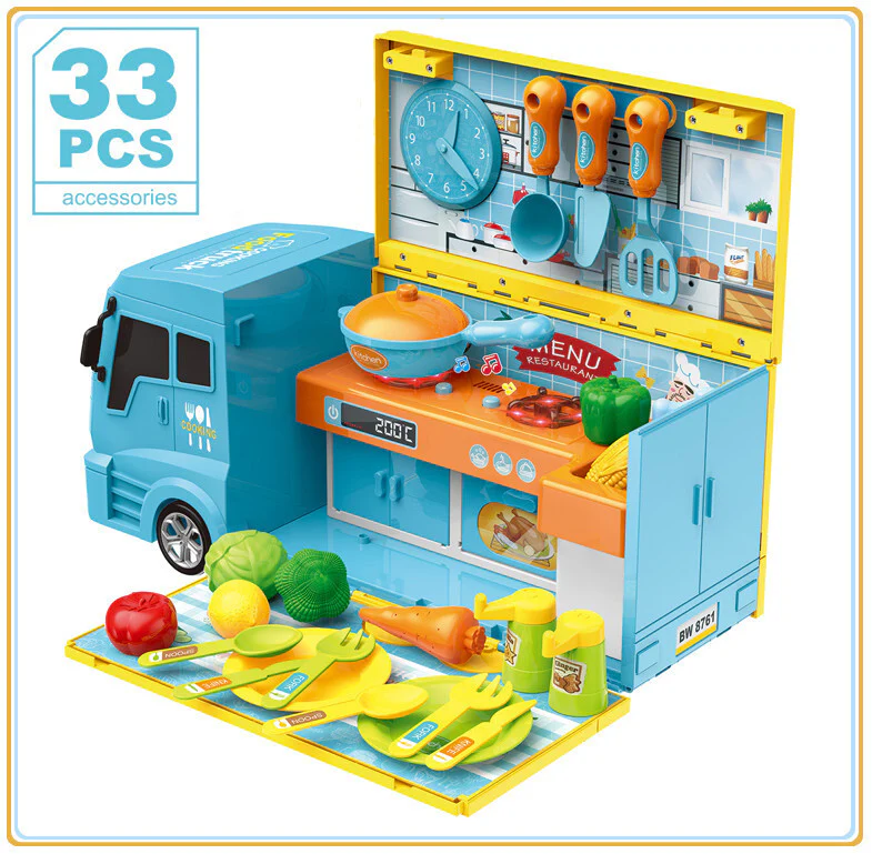 33-Piece Food Truck Kitchen Cooking Toy Play Set - Image 5