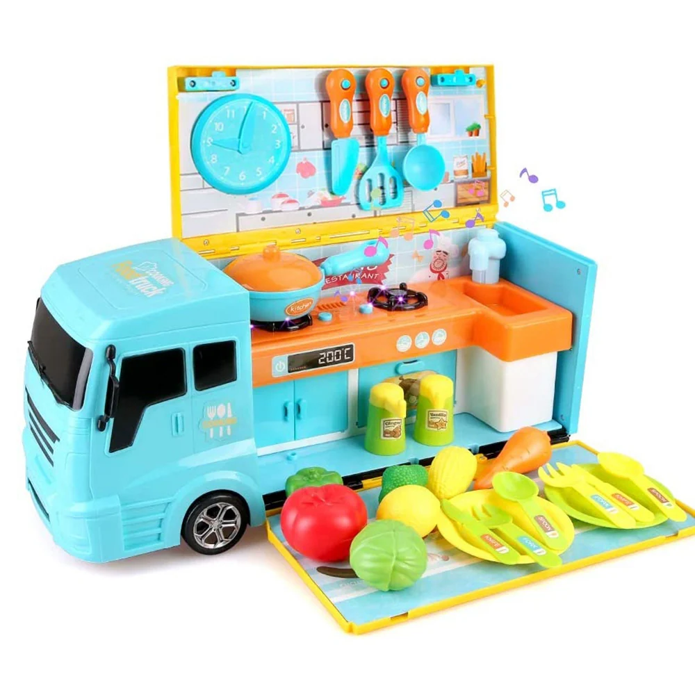 33-Piece Food Truck Kitchen Cooking Toy Play Set - Image 7