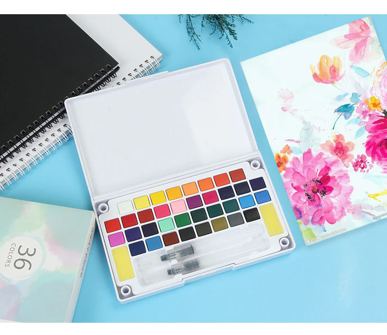 36 Assorted Colours Watercolour Paint Palette Fountain Brush Pens Set Drawing Portable Art Painting Supplies Kit - Image 11