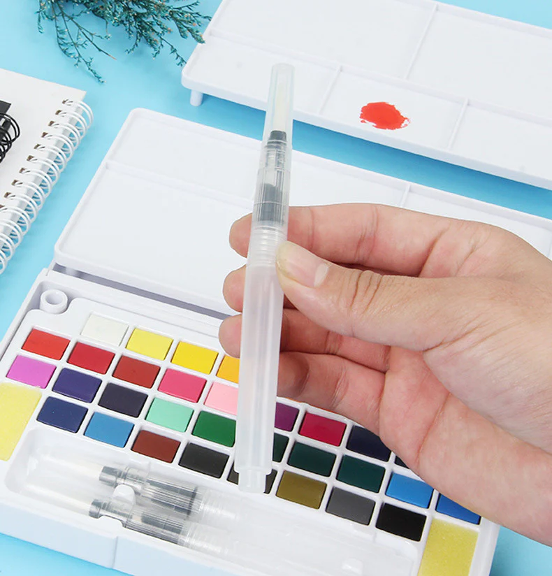 36 Assorted Colours Watercolour Paint Palette Fountain Brush Pens Set Drawing Portable Art Painting Supplies Kit - Image 3