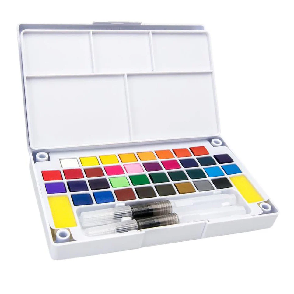 36 Watercolors Palette & 8 Paint Tools: All-in-One Painting & Drawing Supplies Kit - Image 5