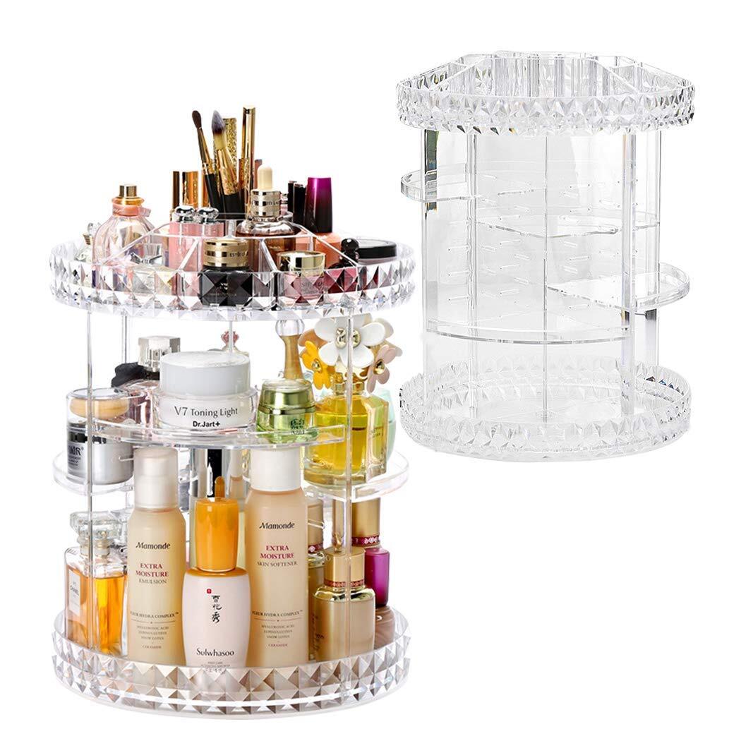 360 Degree Crystal Diamond Rotating Jewellery Cosmetic Makeup Shelf Organizer - Image 13