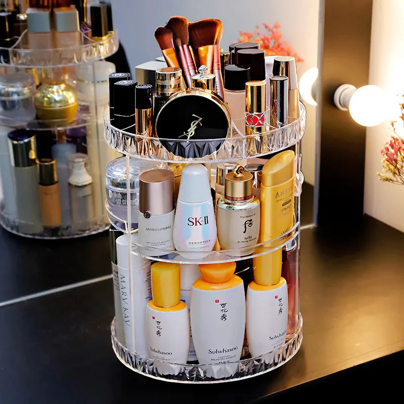 360 Degree Crystal Diamond Rotating Jewellery Cosmetic Makeup Shelf Organizer - Image 7