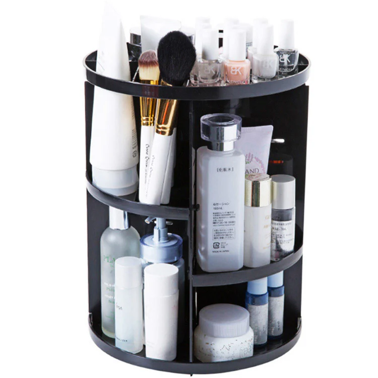 360 Degree Rotating Jewellery Cosmetic Makeup Shelf Organizer (Black) - Image 9