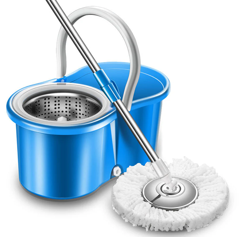 360 Degree Spin Mop & Stainless Steel Bucket Kit with Free Mop Heads (Blue) - Image 12