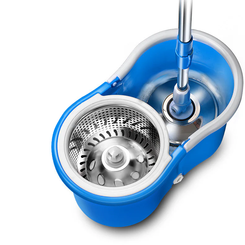 360 Degree Spin Mop & Stainless Steel Bucket Kit with Free Mop Heads (Blue) - Image 3
