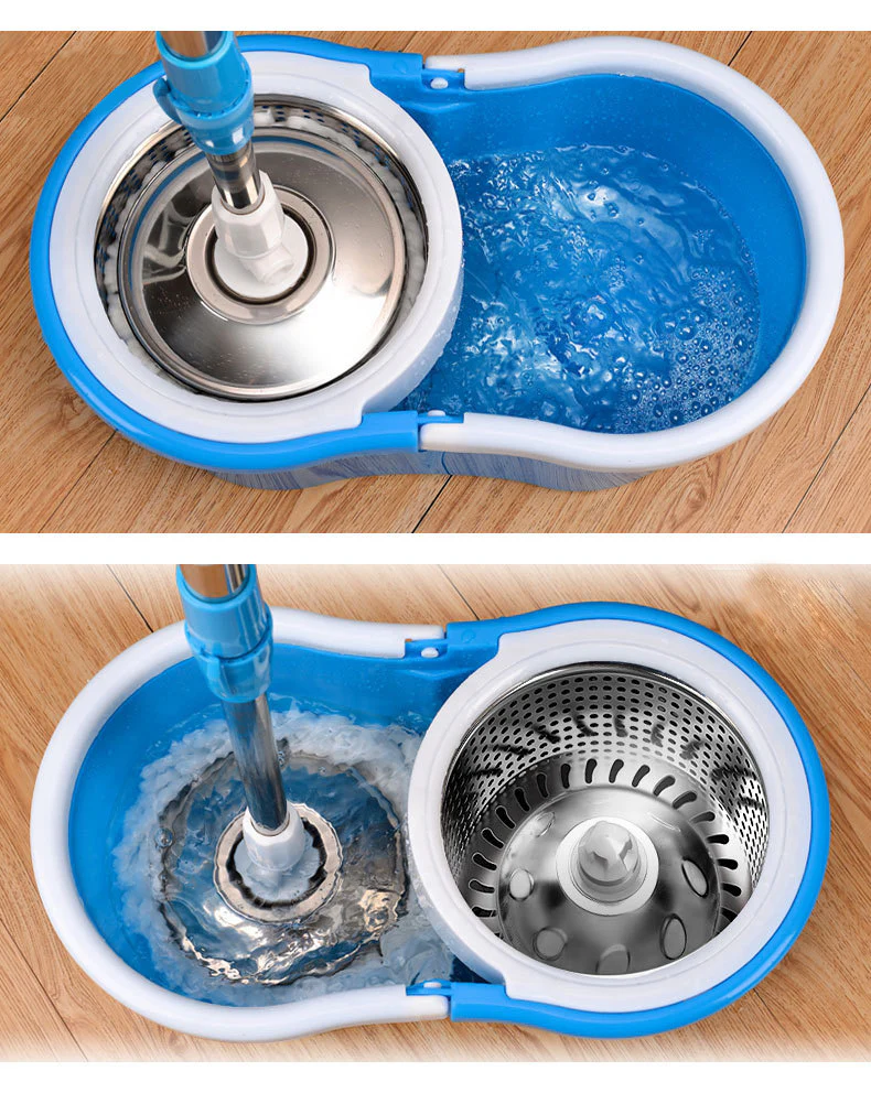 360 Degree Spin Mop & Stainless Steel Bucket Kit with Free Mop Heads (Blue) - Image 5